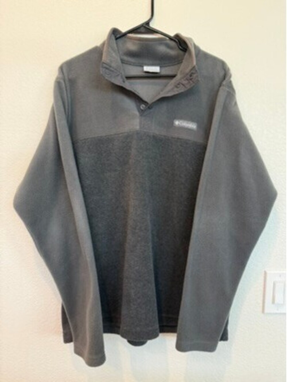 Columbia Men's Grey Fleece Pullover 1/4 Snap Button Jacket Size Large